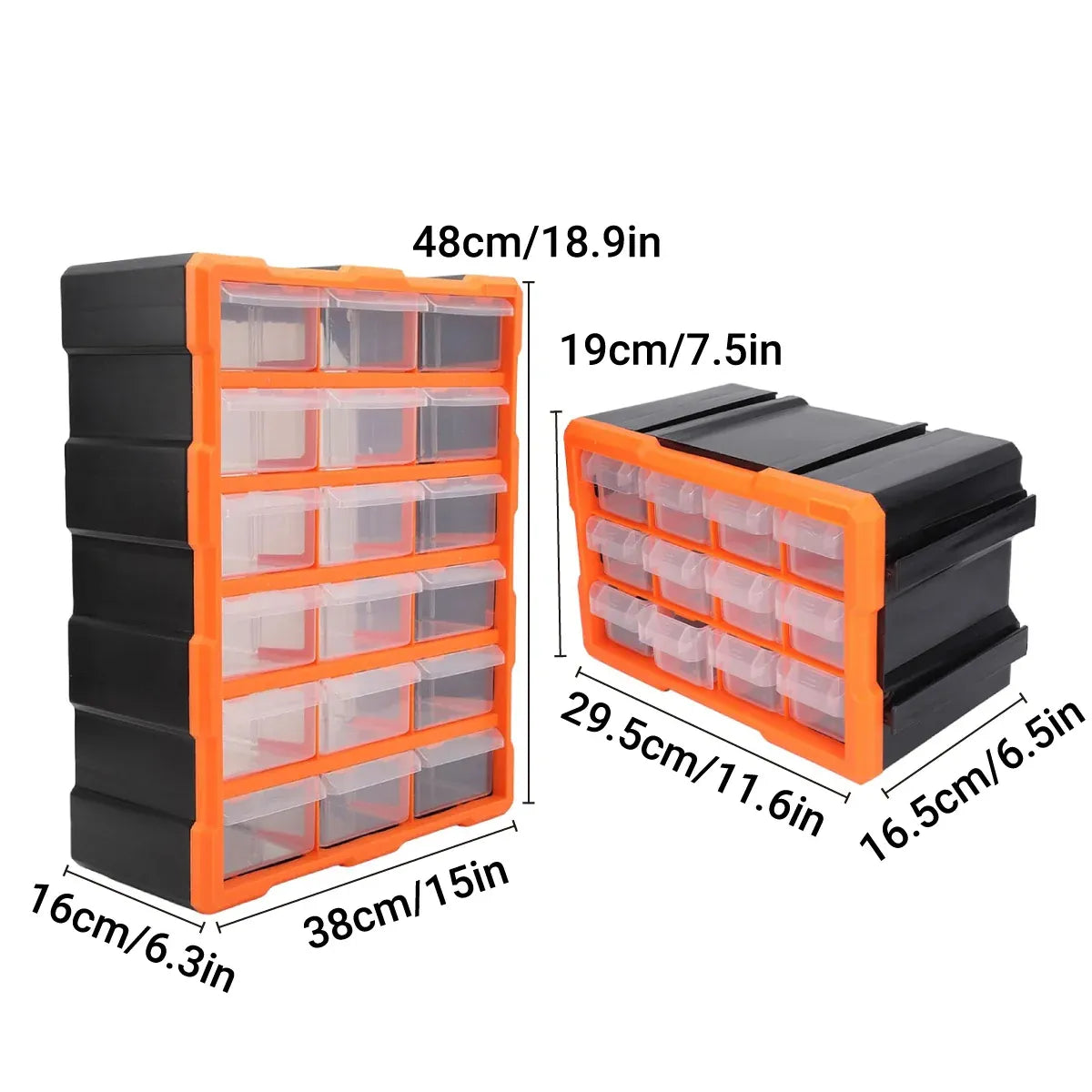 Tool Storage Bin Parts Organizer Drawers Cabinet Box Chest Plastic With Dividers - 12 Drawers