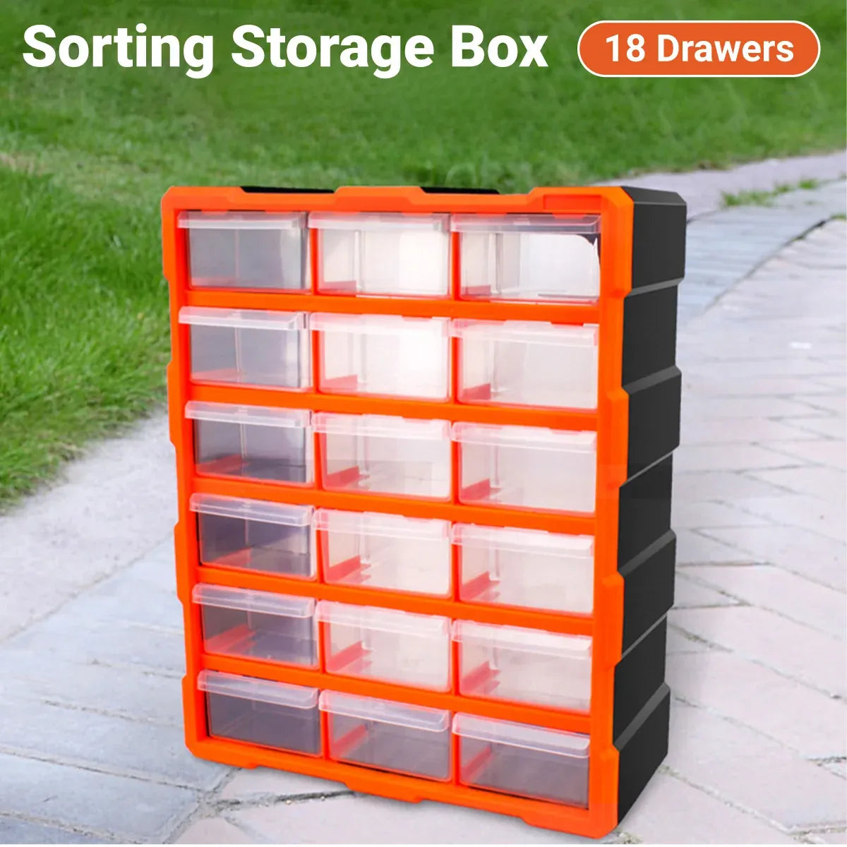 Tool Storage Bin Parts Organizer Drawers Cabinet Box Chest Plastic With Dividers - 12 Drawers