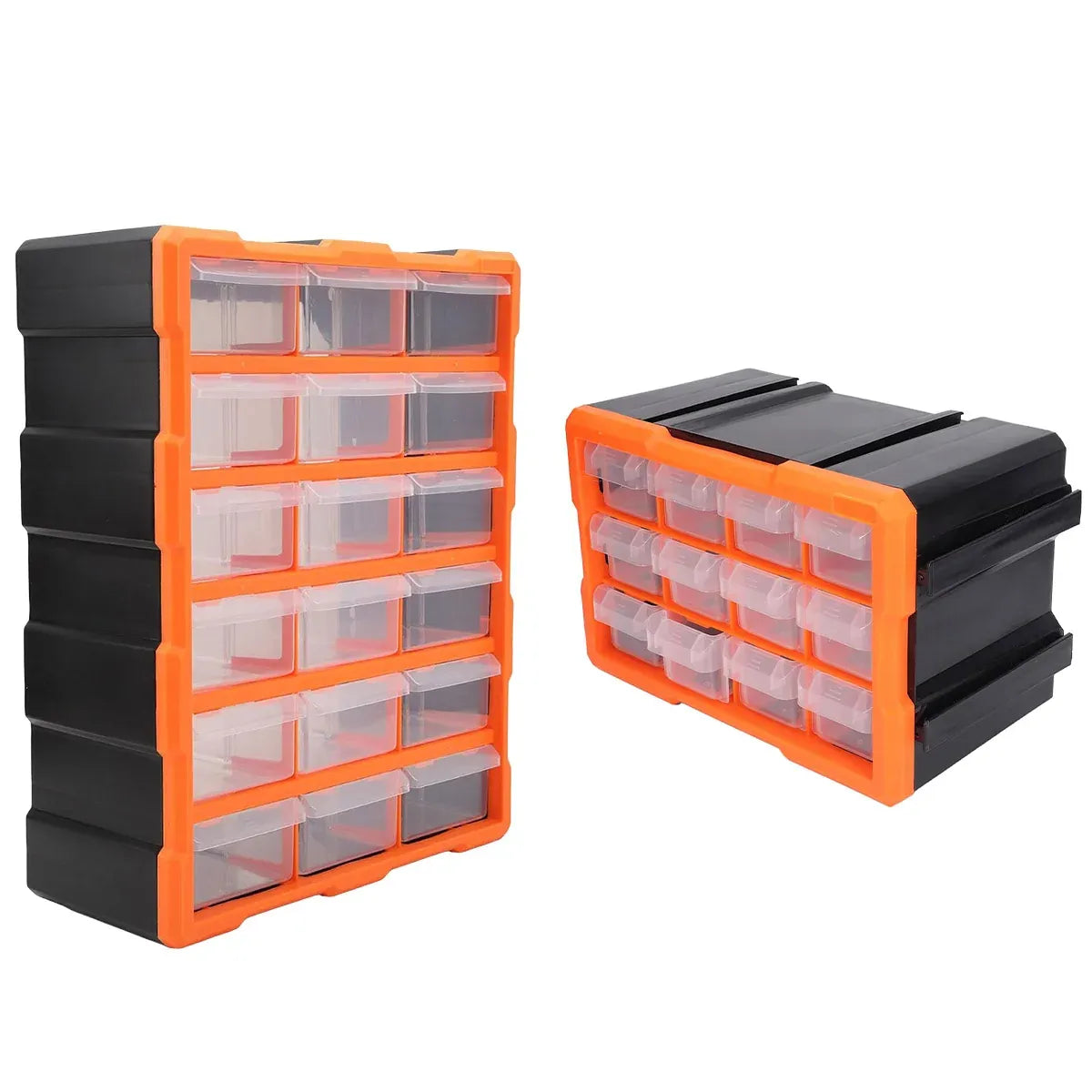 18 Drawer Plastic Parts Organiser Cabinet, Tool Storage Bin with Clear Drawers