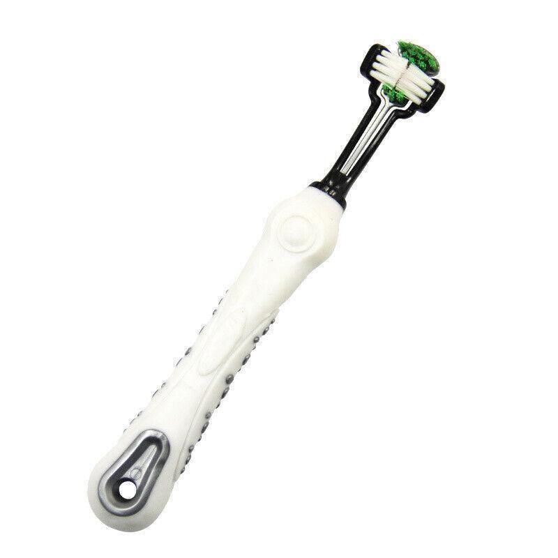 3-Sided Pet Toothbrush Dog Removing Bad Tartar Breath Dental Cleaning Mouth - White