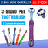 3-Sided Pet Toothbrush Dog Removing Bad Tartar Breath Dental Cleaning Mouth - White