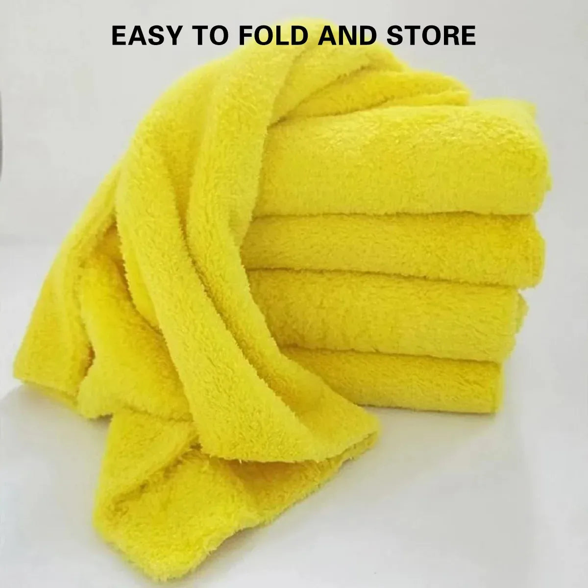 10PCS Microfiber Cleaning Cloths Car Detailing Towels Polishing Rags No Scratch - Yellow