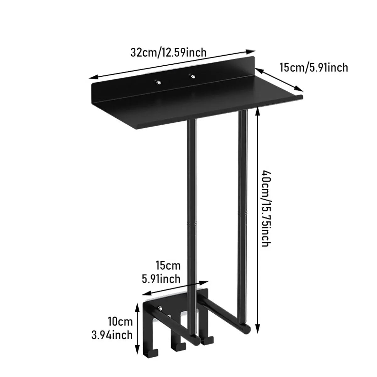 Bathroom Towel Rack Wall Mounted Storage Shelf Multifunction Holder for Toilet