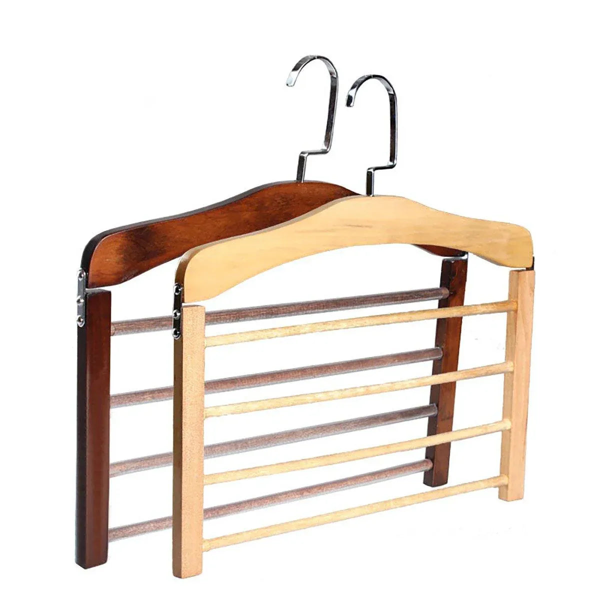 Multi Tier Wooden Trouser Rack Household Towel Rack Space Saving Pants Hanger - Original wood