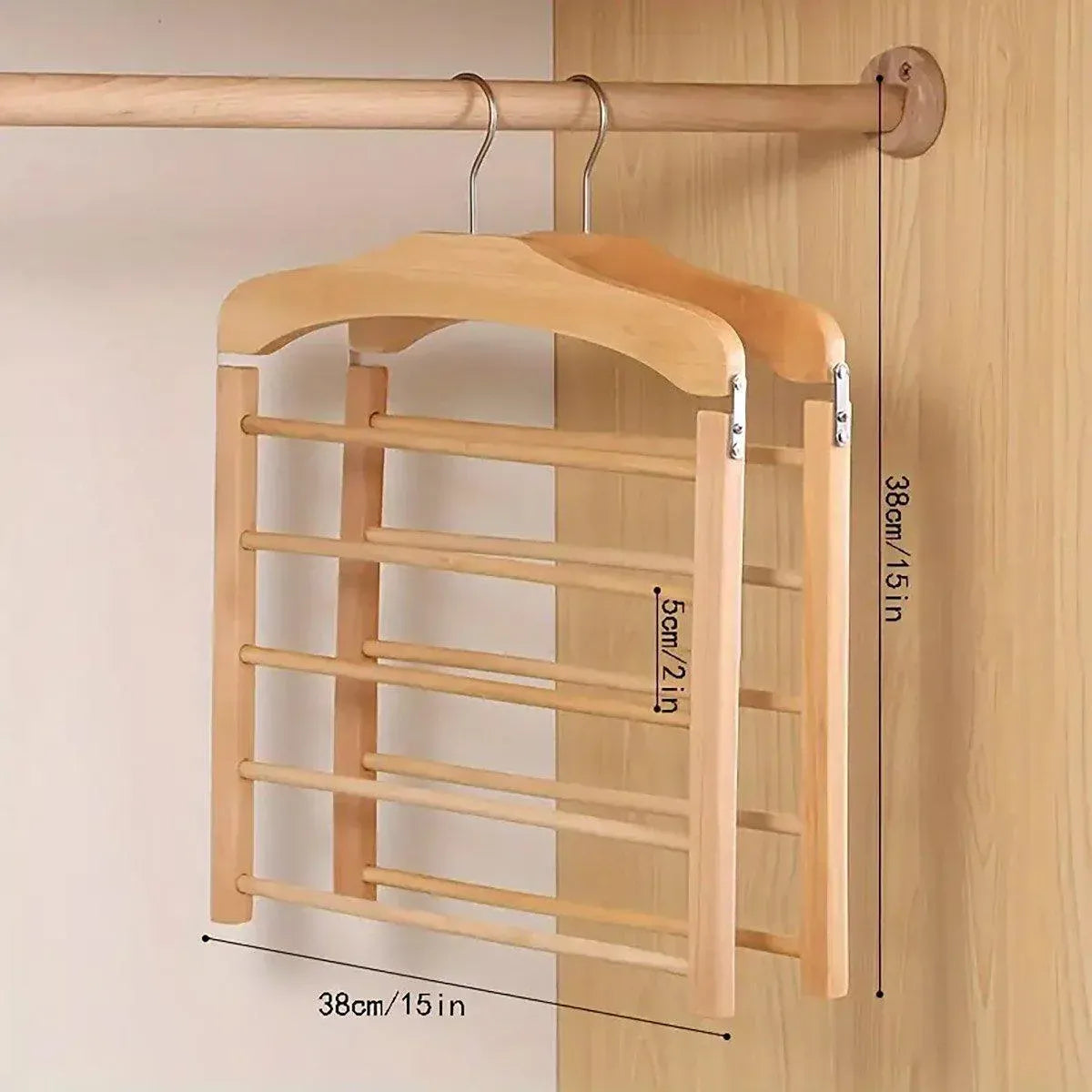 Multi Tier Wooden Trouser Rack Household Towel Rack Space Saving Pants Hanger - Original wood