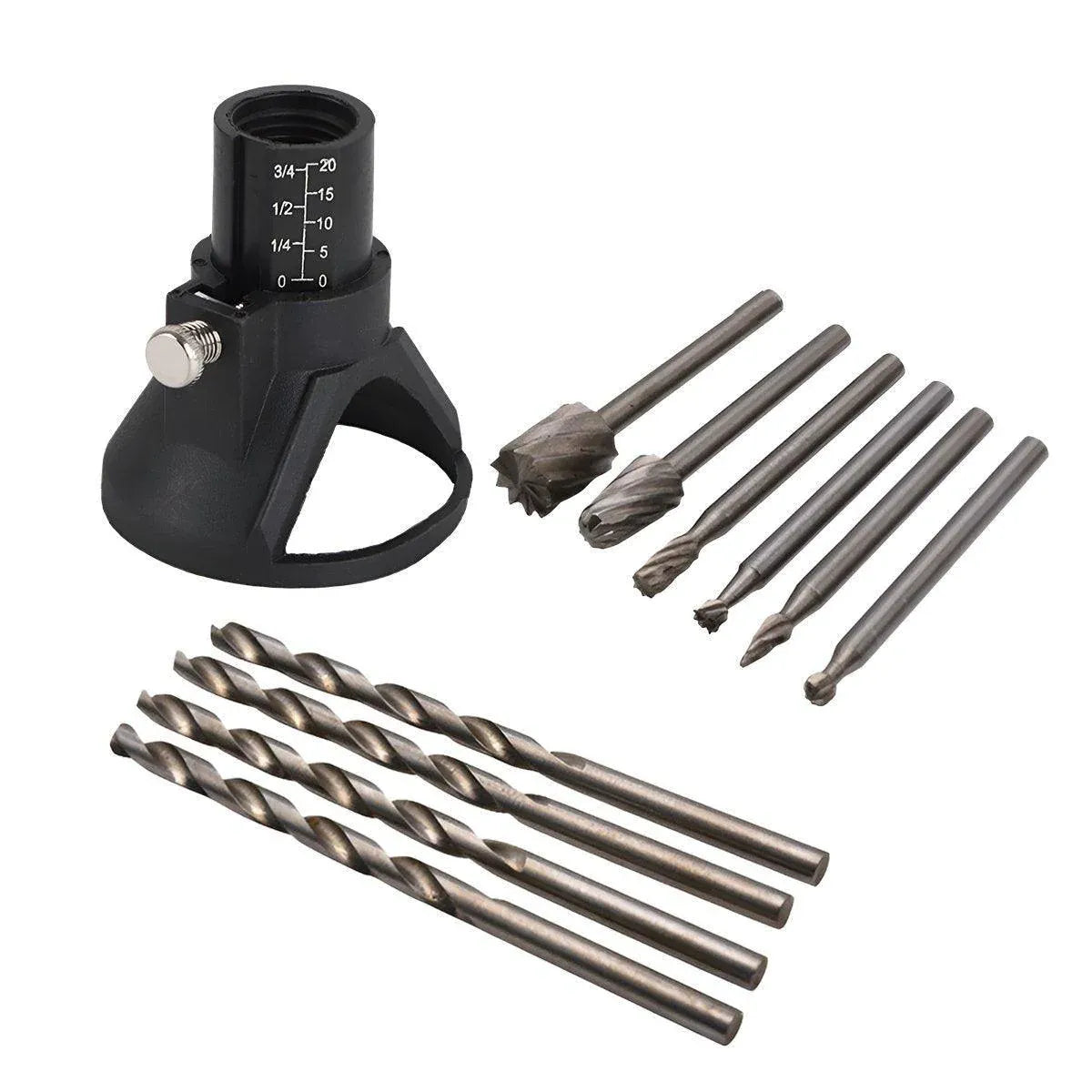 11 PCS/SET Rotary Multi Tool Cutting Guide Attachment Kit HSS Router Drill Bit
