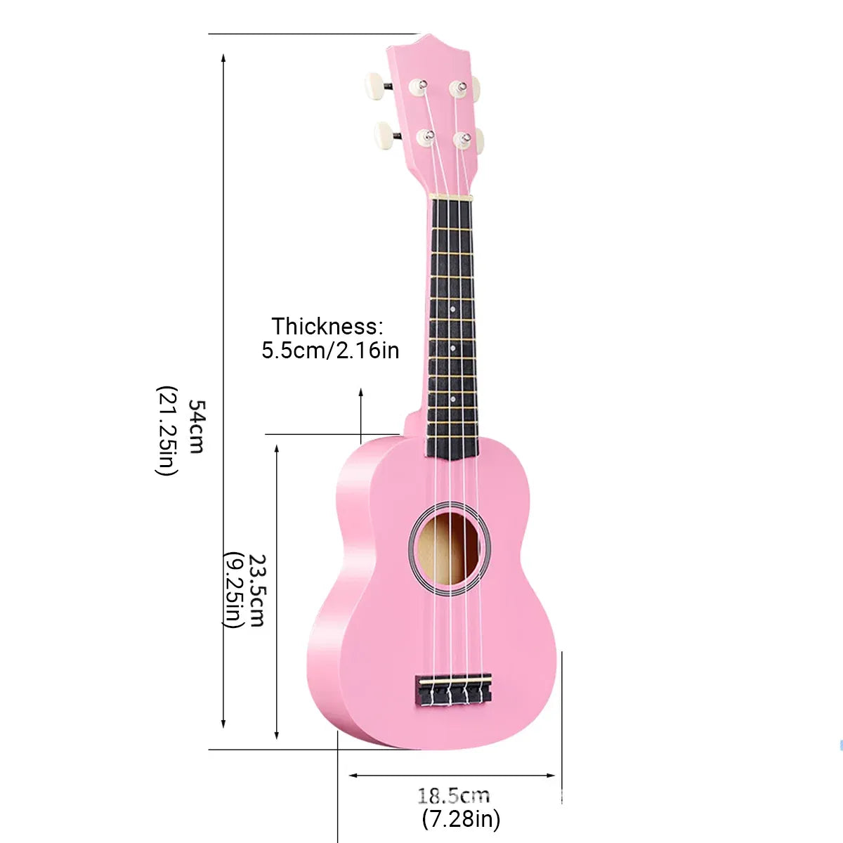 21 Inch Soprano Ukulele for Beginners 4 String Linden Wood with Accessory, Pink
