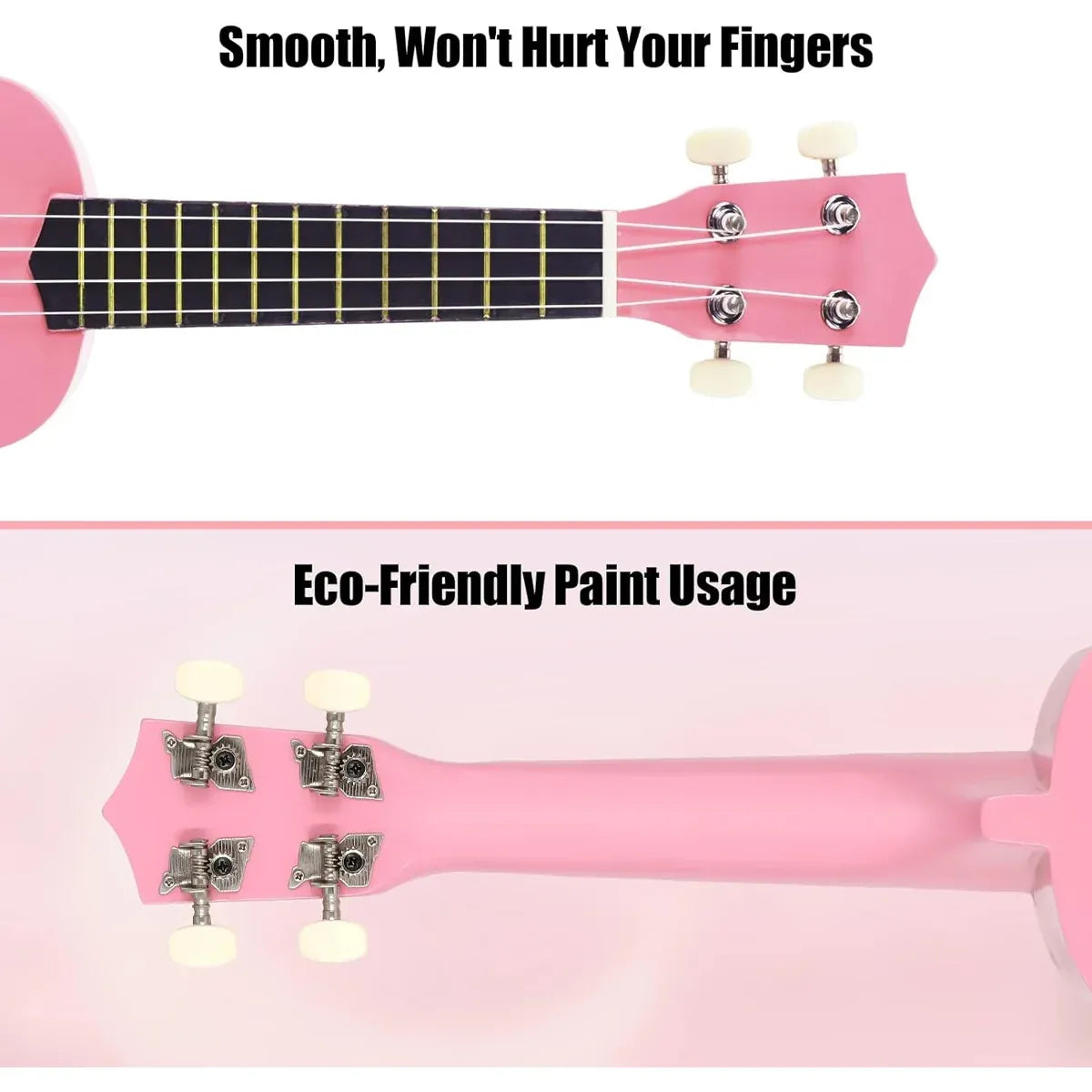 21 Inch Soprano Ukulele for Beginners 4 String Linden Wood with Accessory, Pink