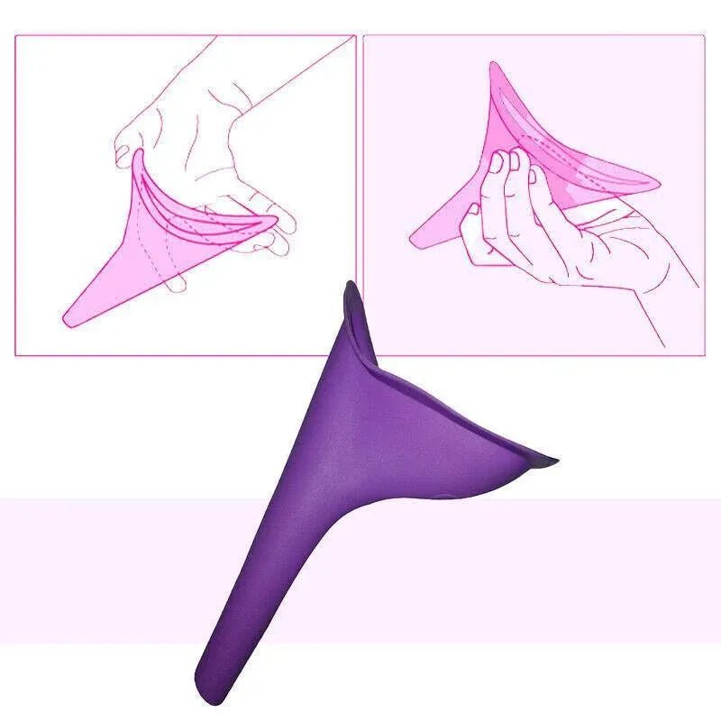 Portable Female Urinal Funnel Reusable Silicone Camping Travel Women Wee Device