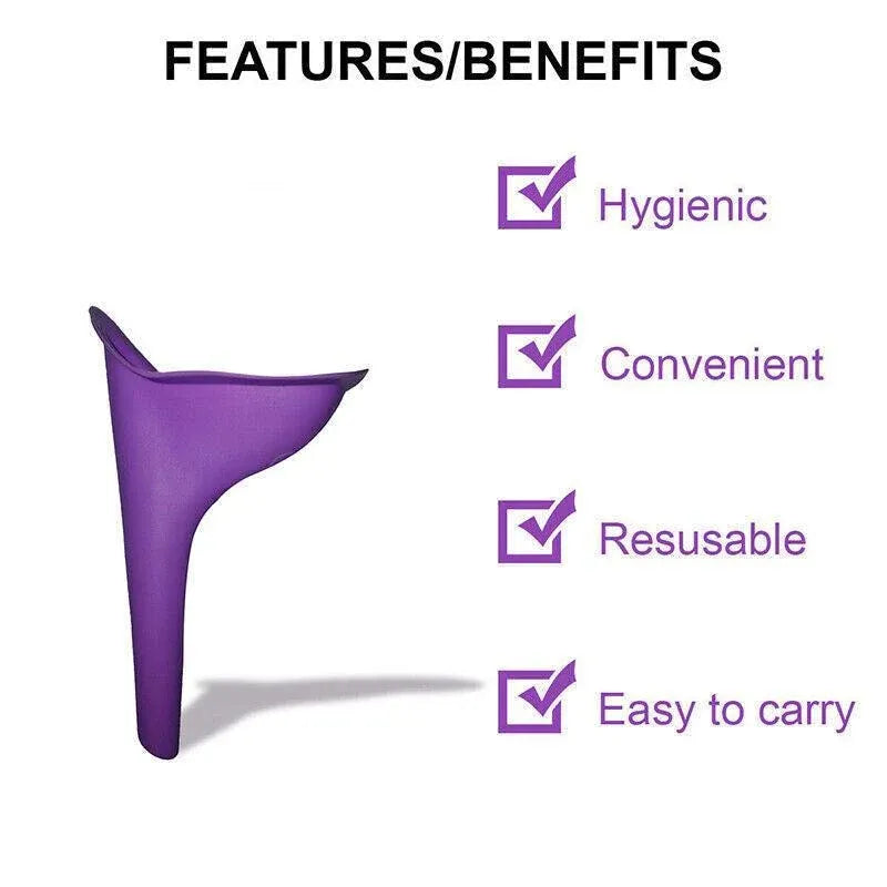 Portable Female Urinal Funnel Reusable Silicone Camping Travel Women Wee Device