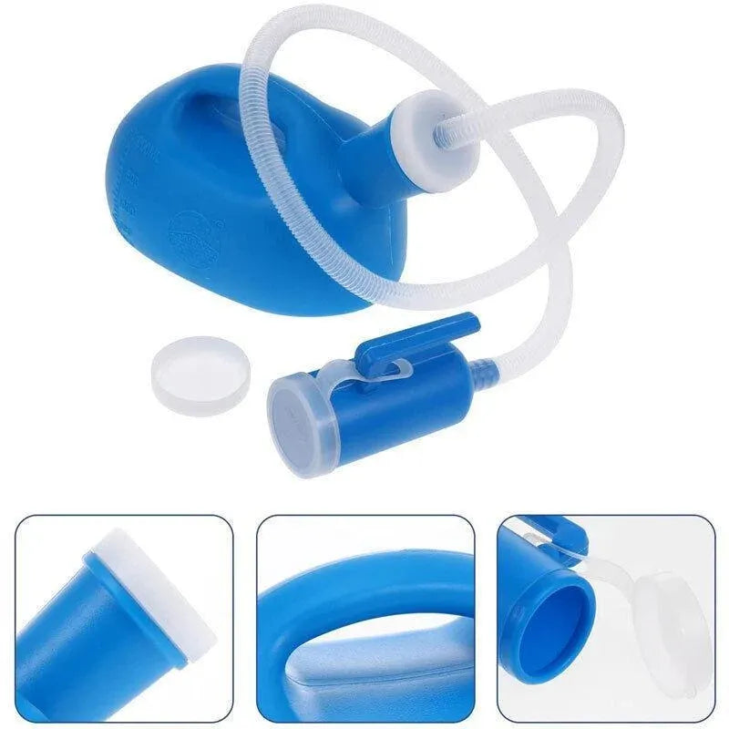 2000ml Portable Male Urinal Bottle with 1.2m Tube for Car Camping Travel Outdoor Use - White