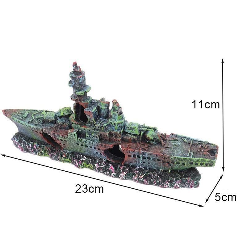 Aquarium Shipwreck Ship Fish Tank Resin Sunken Ship Fishing Hiding Pot Decor