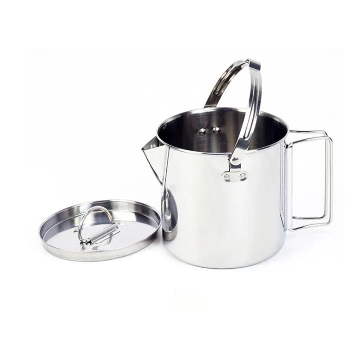 1.2L Portable Stainless Steel Camping Kettle Cookware For Hiking Outdoor Picnic