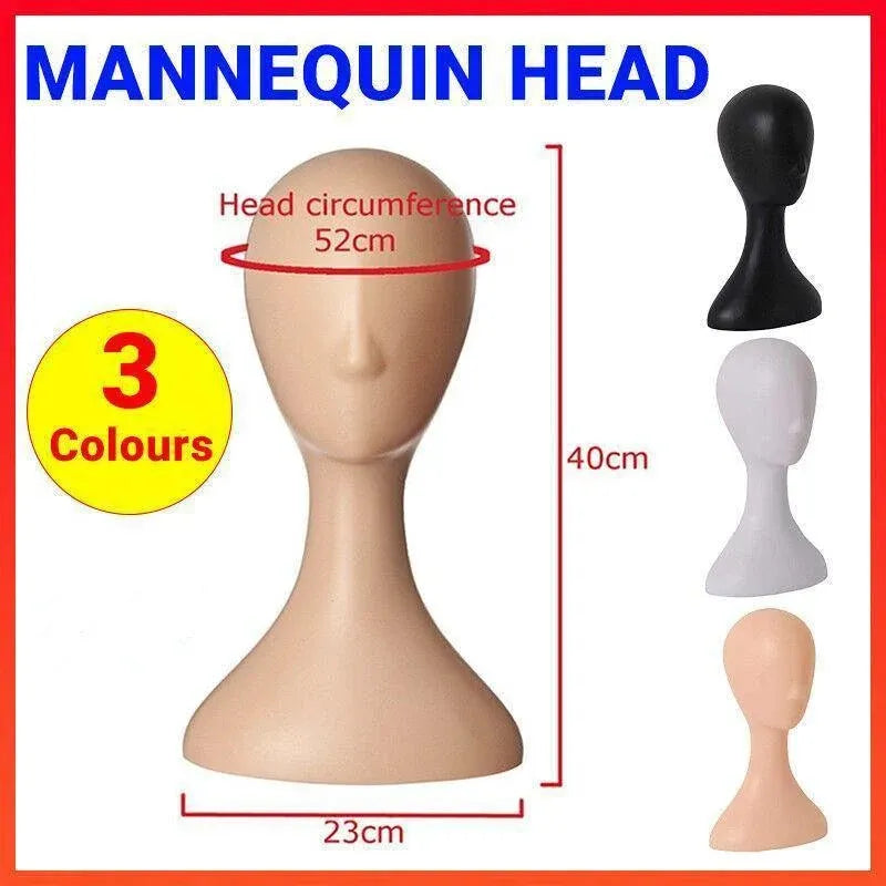 Female Mannequin Head Display Stand for Wig, Hat, Scarf & Hair Model, White