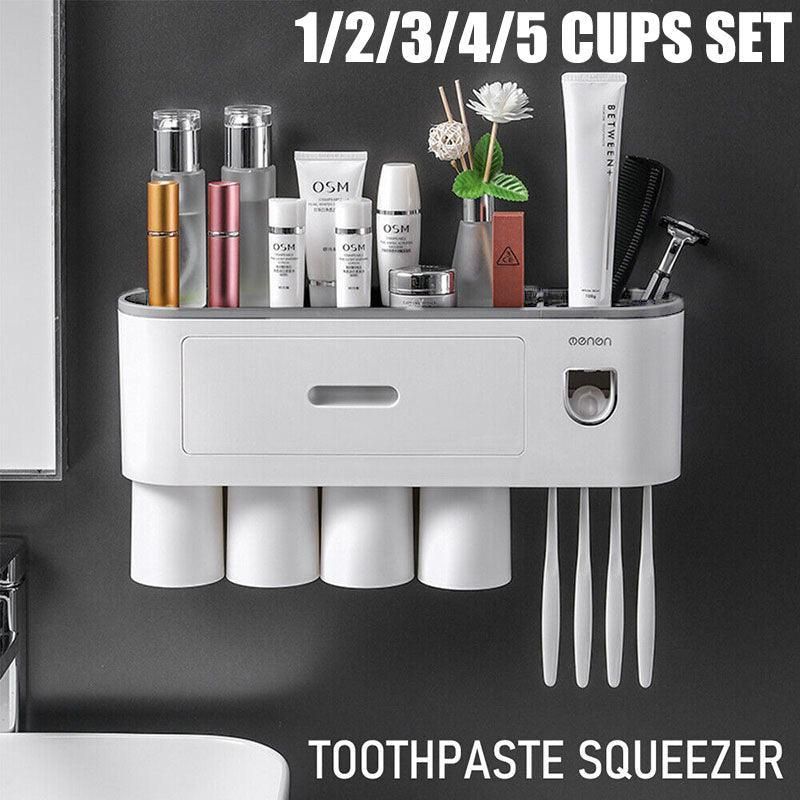 Multifunctional Toothbrush Holder Handfree Automatic Toothpaste Dispenser Set