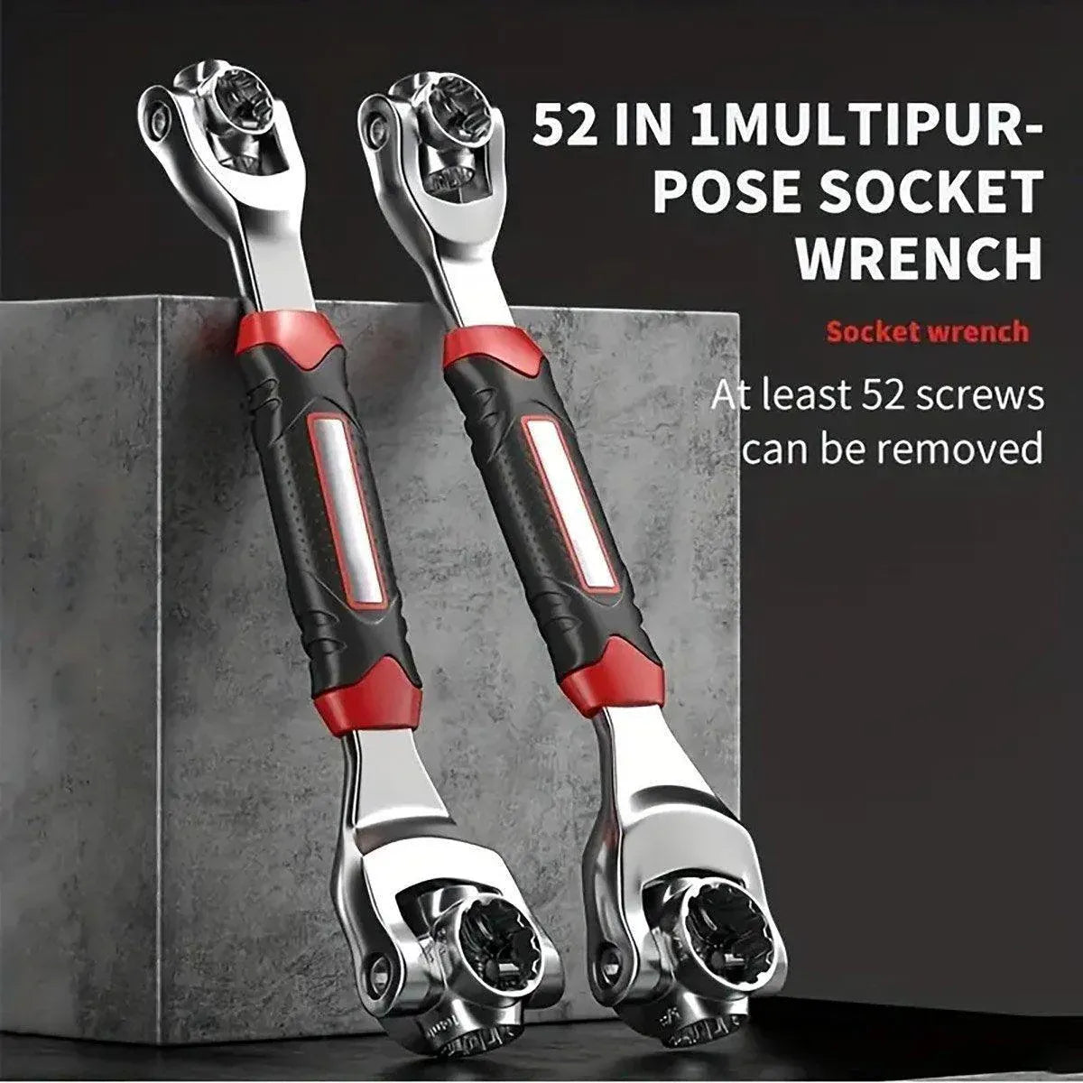 52 in 1 Universal Socket Wrench 8-19mm Multi-Angle Rotary Spanner, Chrome Steel
