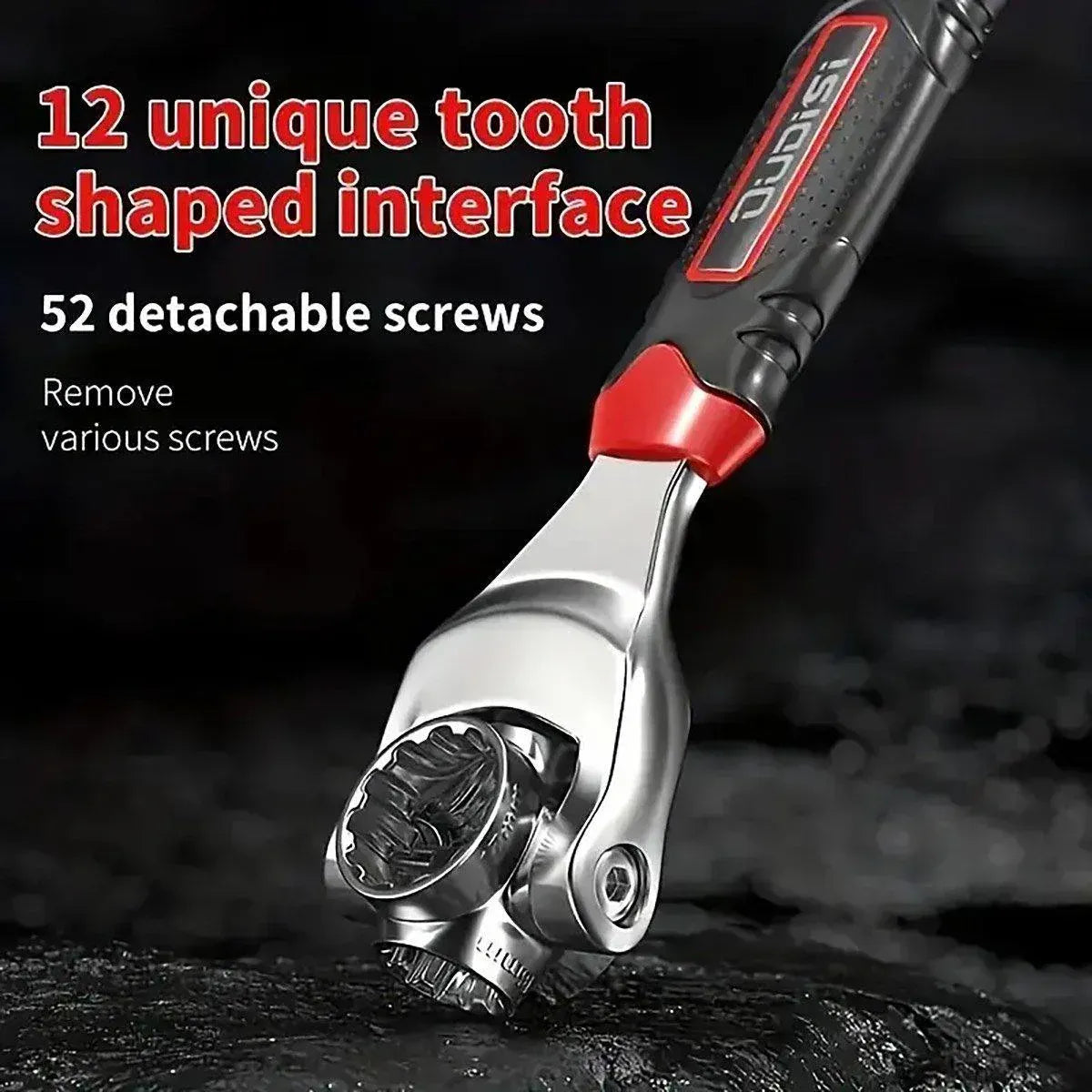 52 in 1 Universal Socket Wrench 8-19mm Multi-Angle Rotary Spanner, Chrome Steel