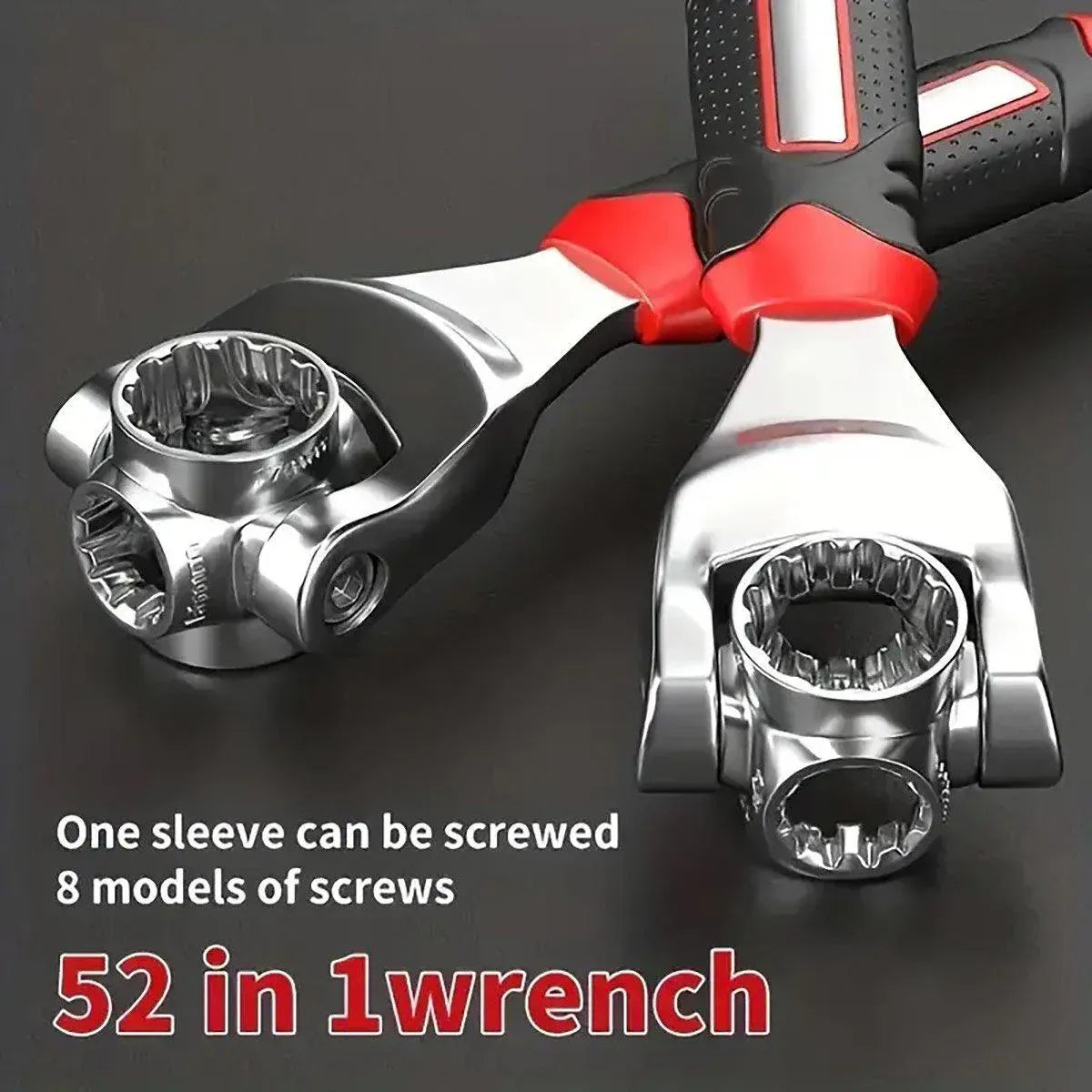 52 in 1 Universal Socket Wrench 8-19mm Multi-Angle Rotary Spanner, Chrome Steel