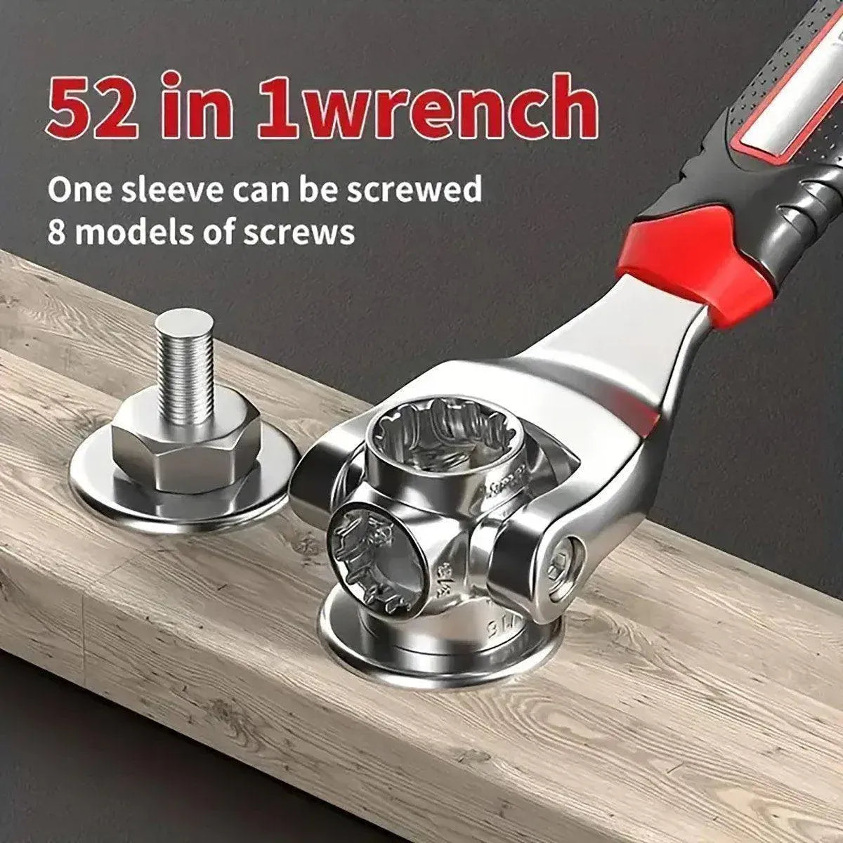 52 in 1 Universal Socket Wrench 8-19mm Multi-Angle Rotary Spanner, Chrome Steel