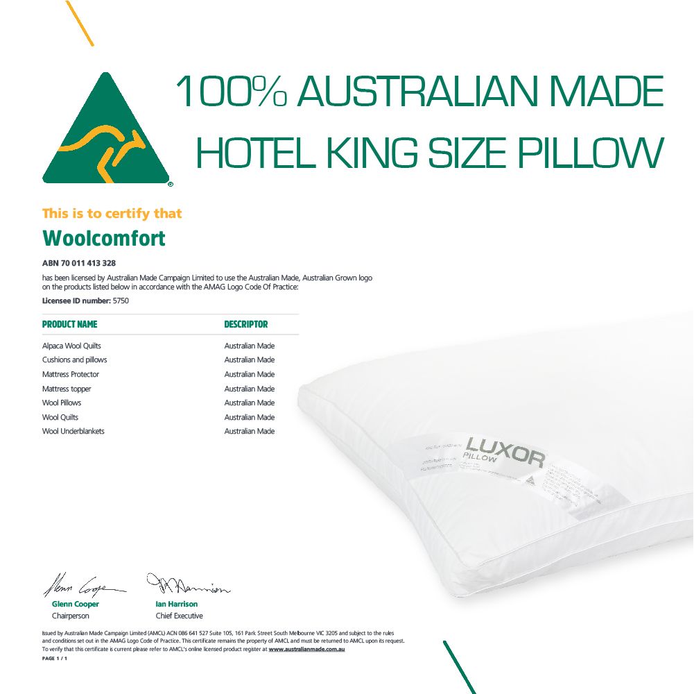 Australian Made Hotel King Size Pillow with 4cm Wall Twin Pack