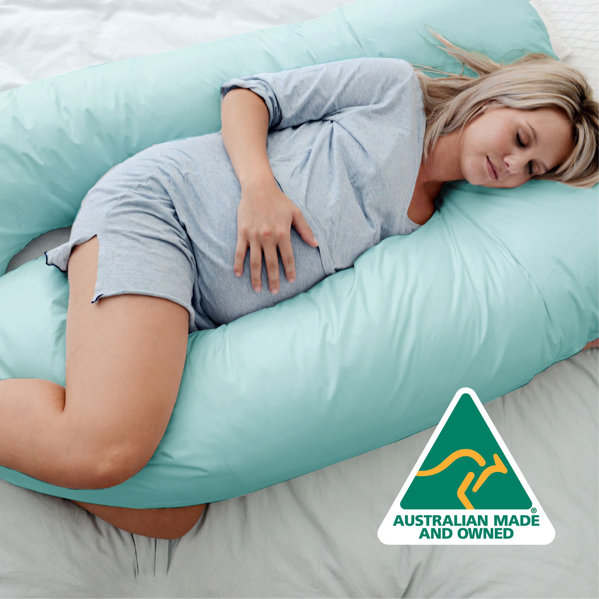 Aus Made Maternity Pregnancy Nursing Sleeping Body Pillow Pillowcase Included Aquamarine