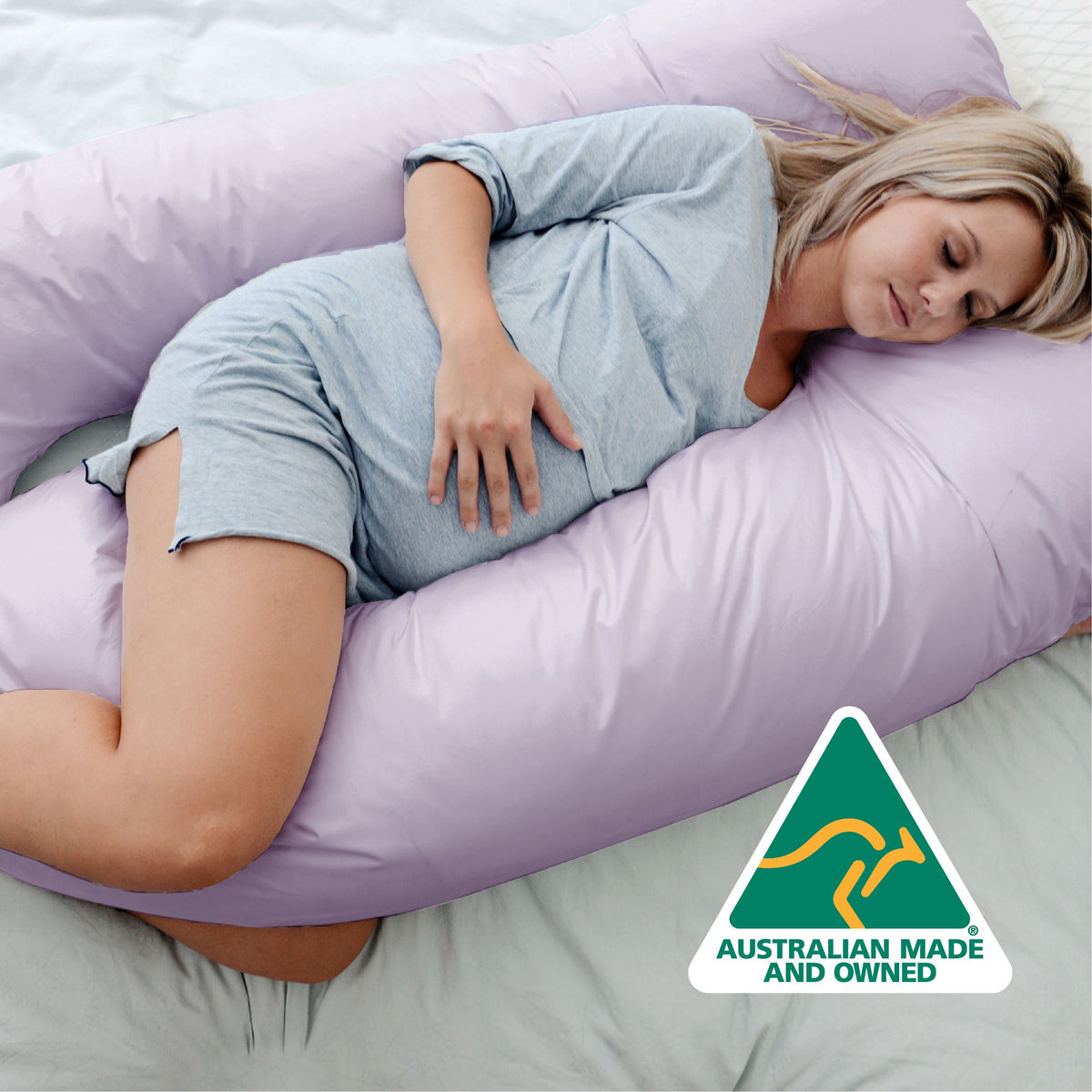 Australian Made Maternity Nursing Body Pillow 140x80cm Lilac Pillowcase