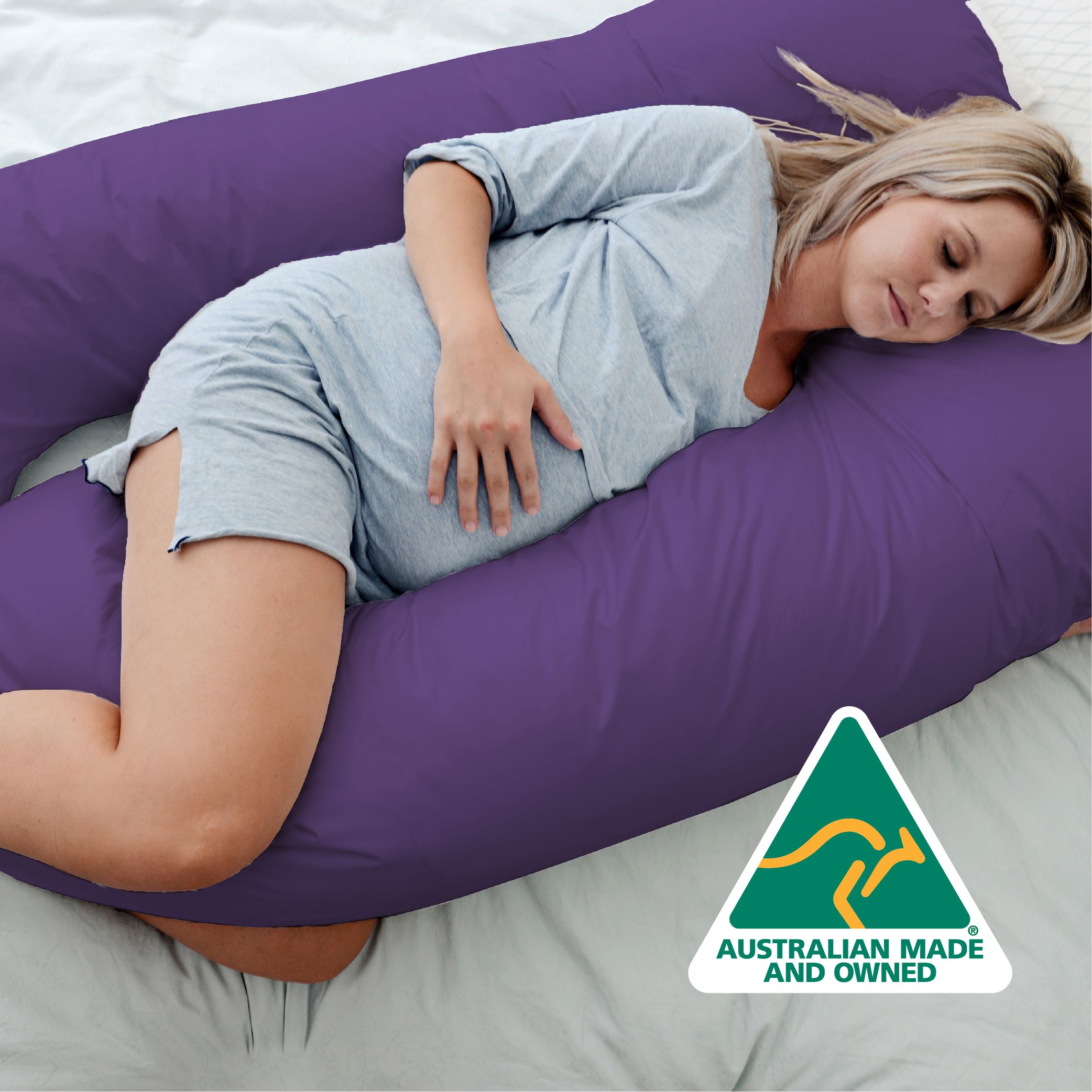 Aus Made Maternity Pregnancy Nursing Sleeping Body Pillow Pillowcase Included Purple