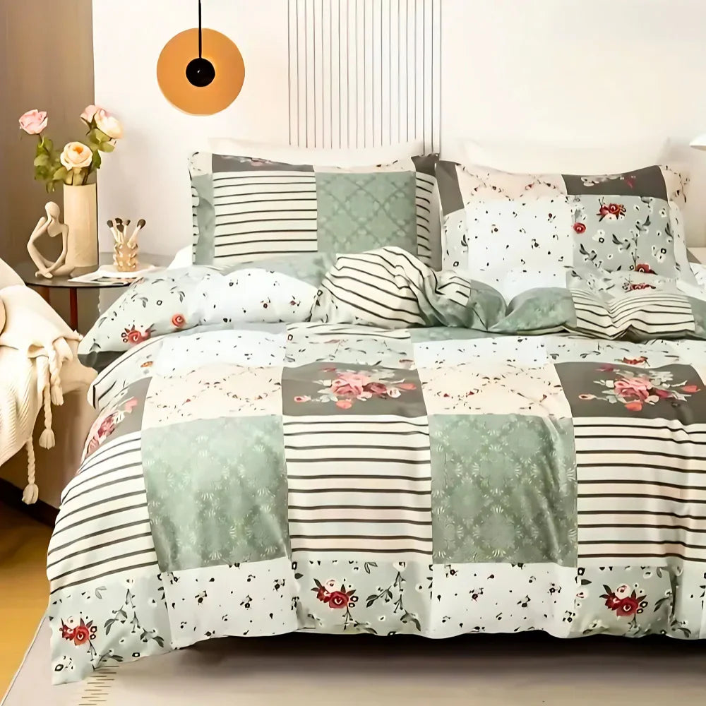 Emerald Plaid Quilt Cover Set - (3pcs, King Size)
