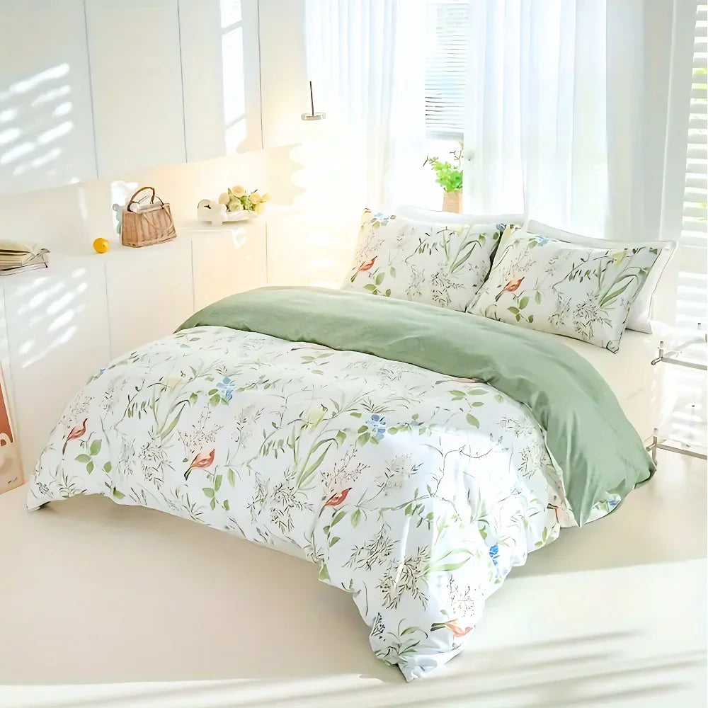 Green Roost Quilt Cover Set - (3pcs, King Size)