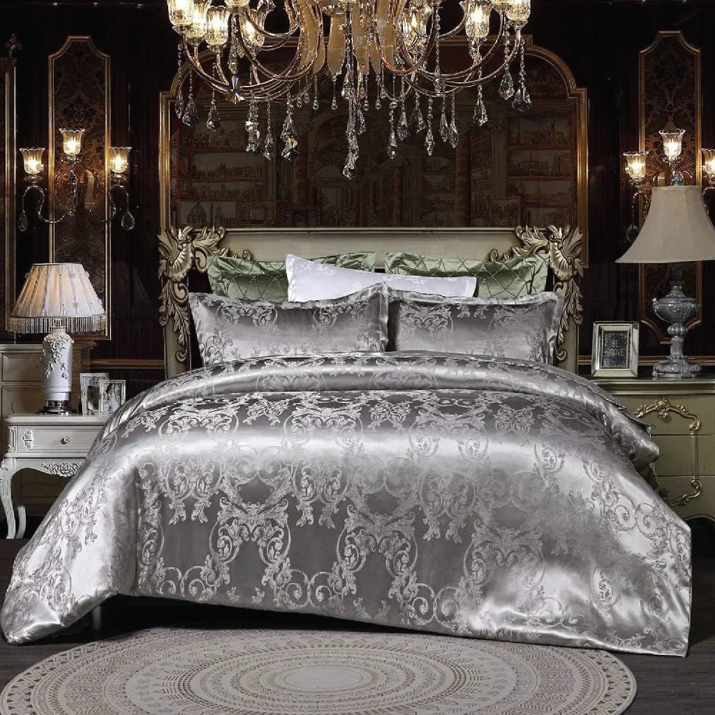 Silvery Royal Quilt Cover Set - (3pcs, Queen Size)