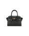 Women's Car Medium Black Gold Saffiano Leather Satchel Handbag Purse Bag - One Size