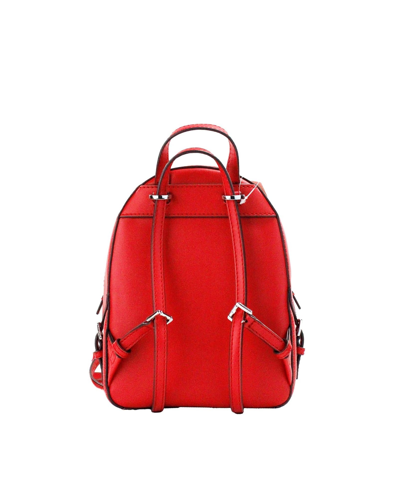 Women's Jaycee Mini XS Bright Red Pebbled Leather Zip Pocket Backpack Bag - One Size
