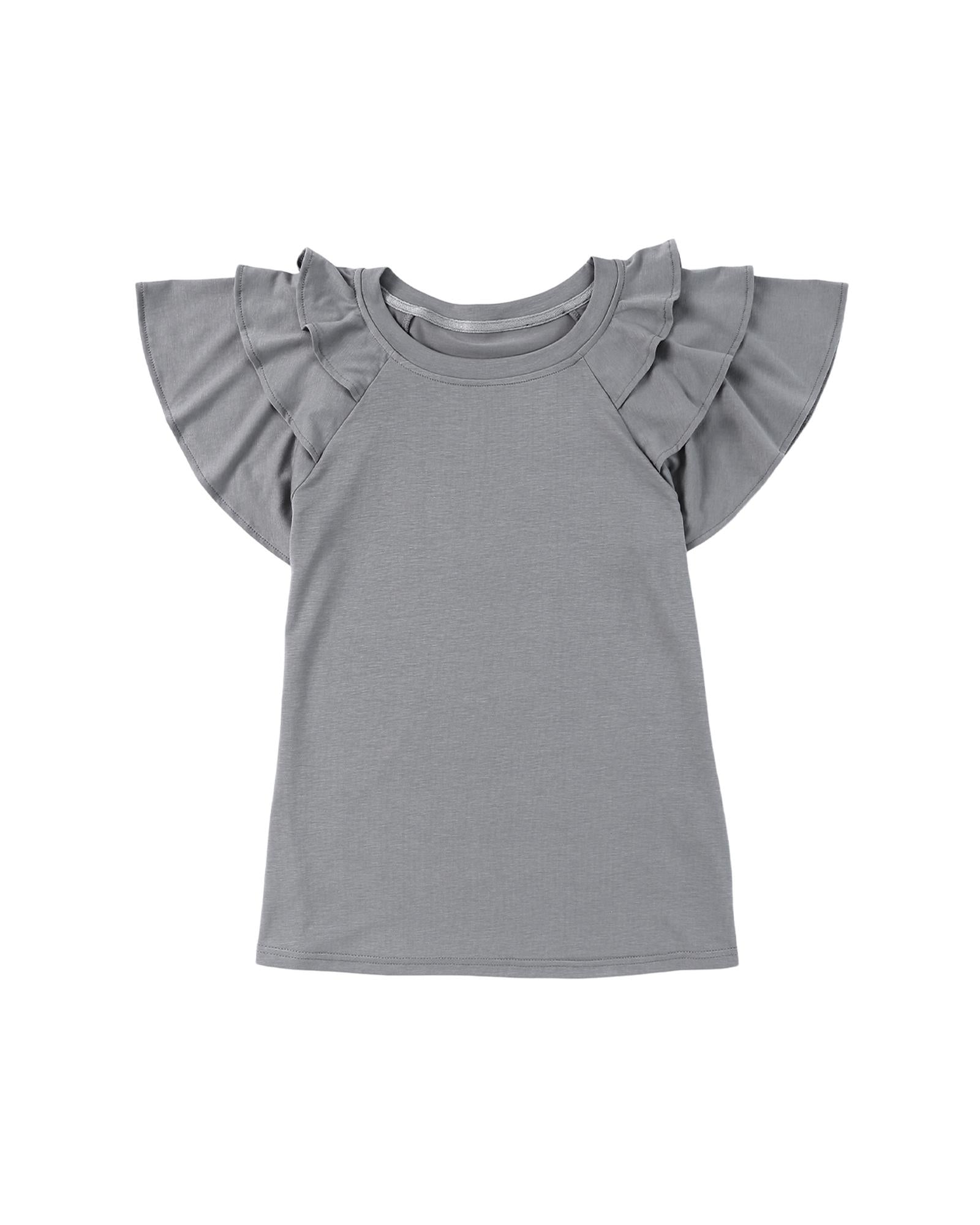 Tiered Ruffled Short Sleeve T Shirt - XL