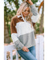 Colorblock Pullover Sweatshirt with Turn-down Collar - 2XL