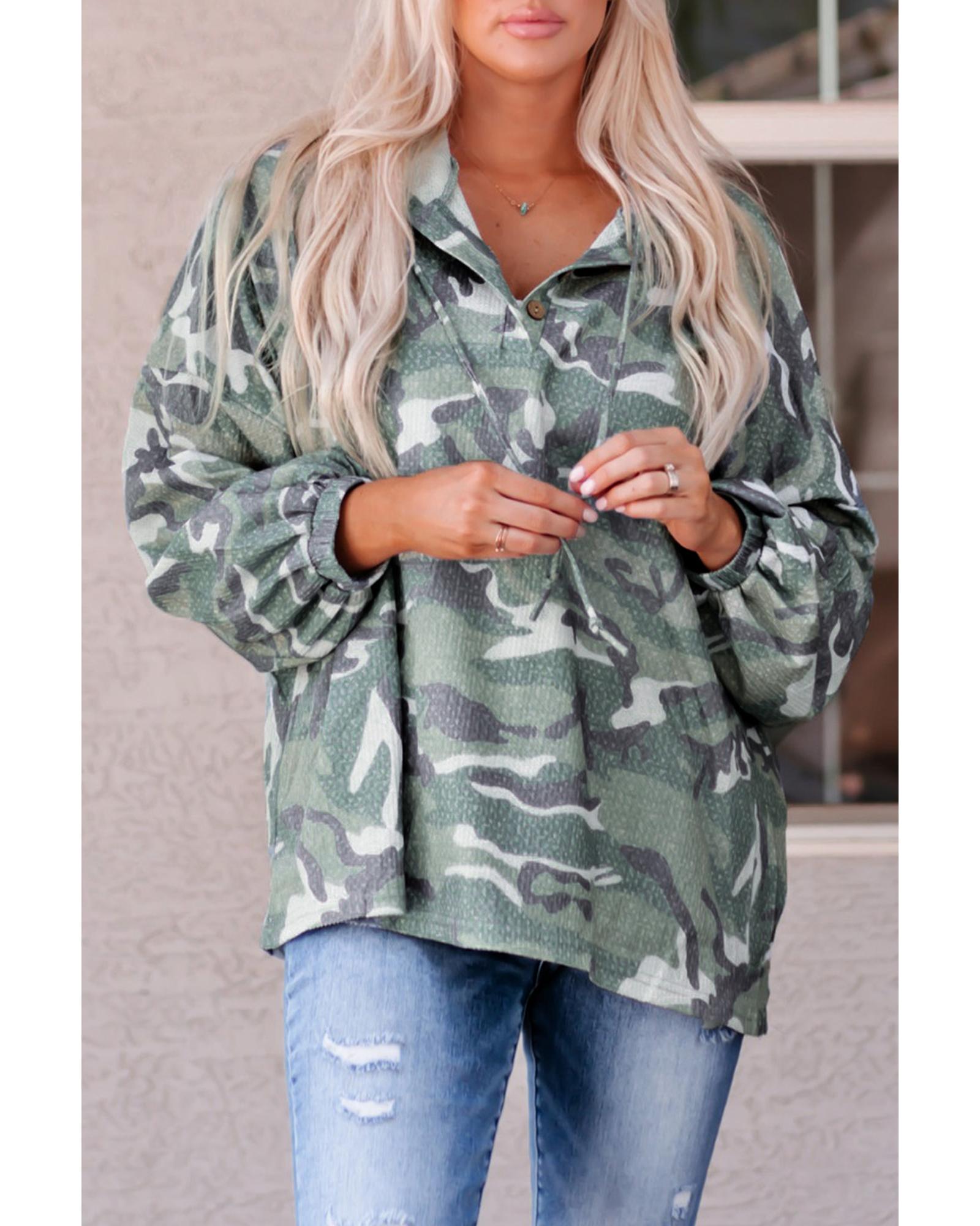 Camo Print Oversize Hoodie - M