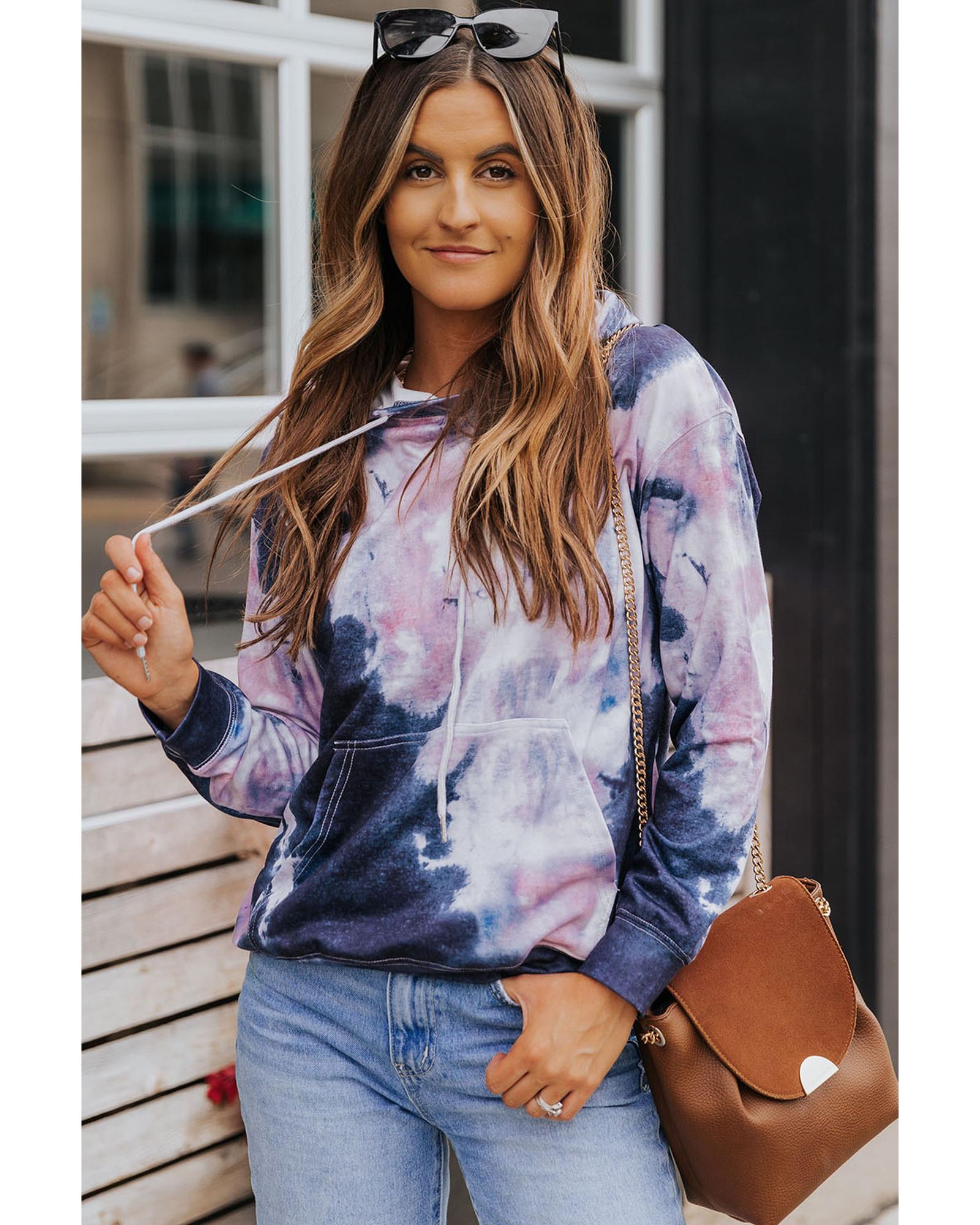 Kangaroo Pocket Tie-dye Hoodie - XL