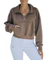 Zipped Cropped Sweatshirt with Pocket - 2XL