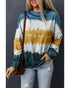 Leopard Tie Dye Color Block Pullover Sweatshirt - L