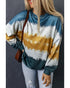 Leopard Tie Dye Color Block Pullover Sweatshirt - L