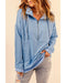 Pocketed Half Zip Pullover Sky Blue Sweatshirt - S