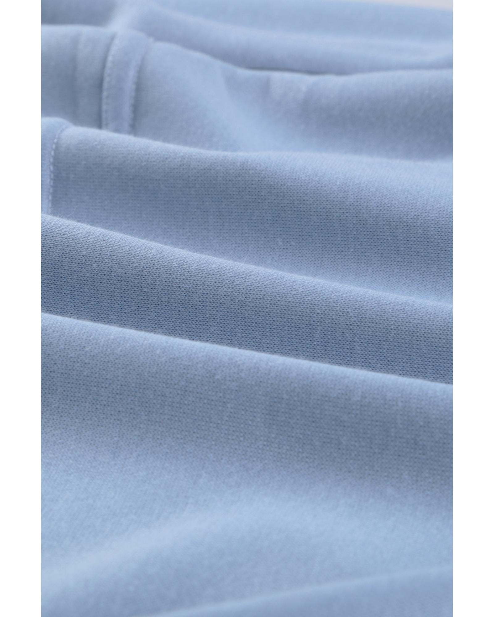 Pocketed Half Zip Pullover Sky Blue Sweatshirt - S