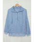 Pocketed Half Zip Pullover Sky Blue Sweatshirt - S