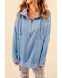 Pocketed Half Zip Pullover Sky Blue Sweatshirt - S