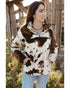 Cow Print Fleece Sweatshirt - M