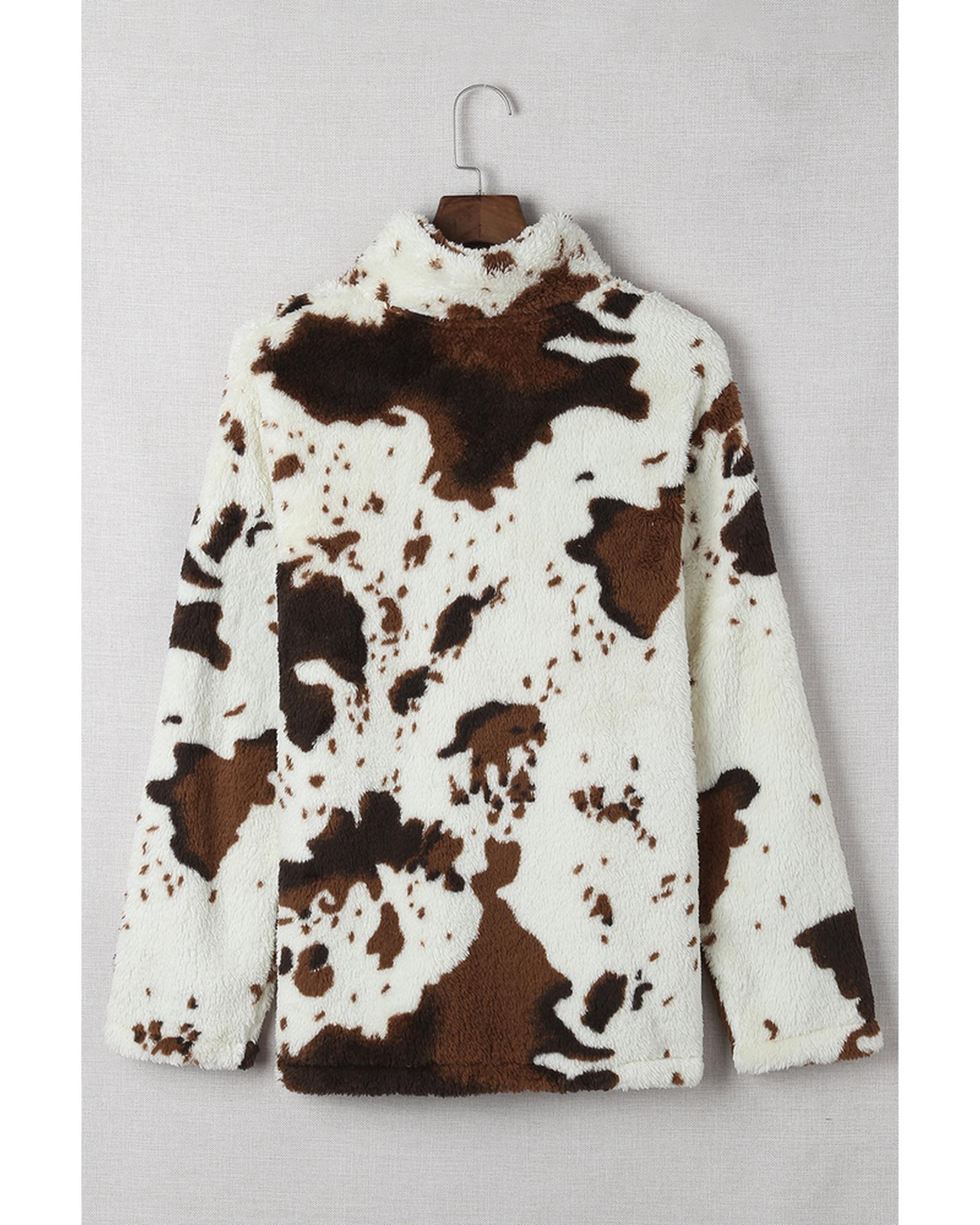 Cow Print Fleece Sweatshirt - M