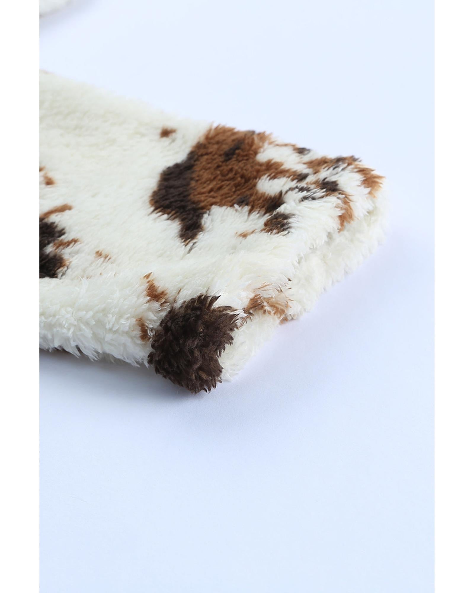 Cow Print Fleece Sweatshirt - M