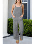 Textured Wide Leg Overall with Pockets - L