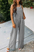 Textured Wide Leg Overall with Pockets - XL