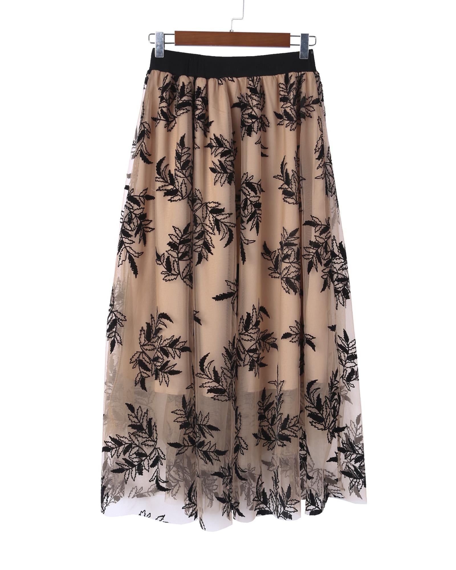 Embroidered High Waist Maxi Skirt - XL