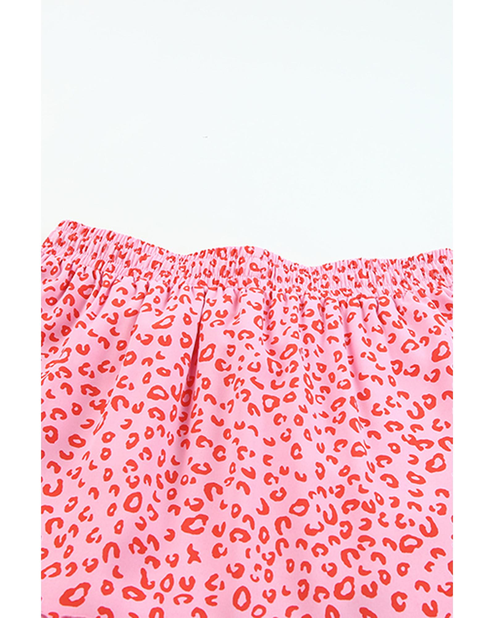 Leopard Print Frilled Drawstring Maxi Skirt - 2XL
